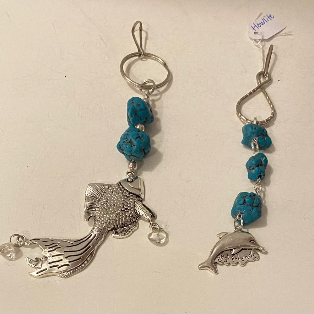 NEW Fish Keychains or purse charms with crystal gemstones